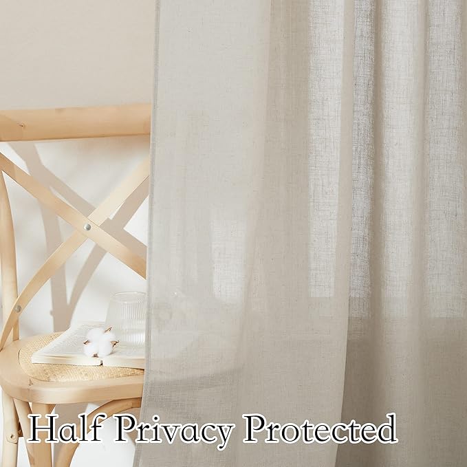 RYB HOME Semi Sheer Curtains 120 inches Long, Light Filtering Half Privacy - Image 3