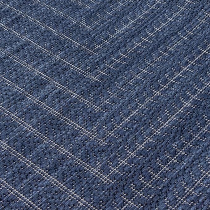 Adiva Rugs Outdoor Indoor Area Rug, Weather Resistant, Easy to Clean, Stain Resistant Floor Mat for Dining Room, Backyard, Deck, Patio (Navy Weiss, 2'6" x 7')
