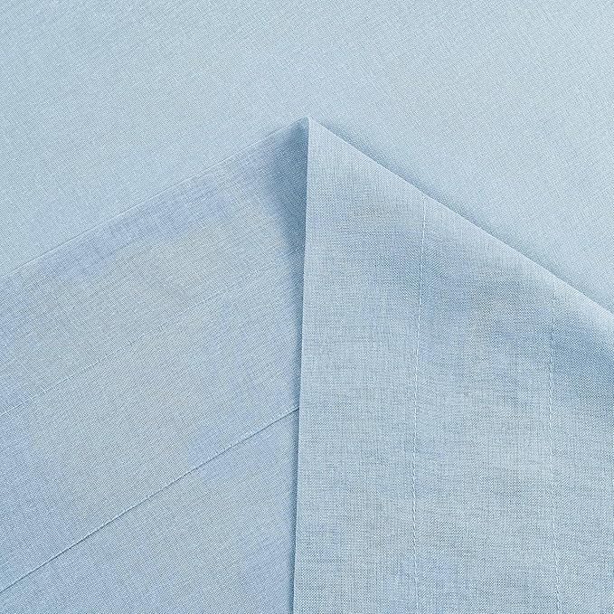 DWCN Sky Blue Sheer Curtains Semi Transparent Voile Rod Pocket Curtains - Image 4