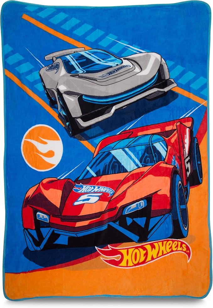 Franco Kids Bedding Super Soft Micro Raschel Throw, 46 in x 60 in, Hot Wheels