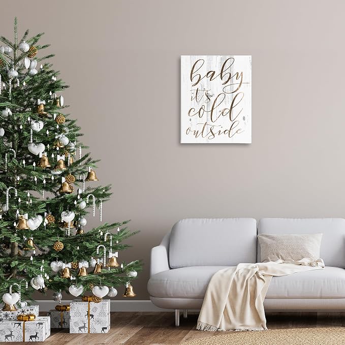 'Baby Its Cold Outside Cursive'| Canvas Art | Stupell Industries | 24 x 30 Inches, Easy to Hang and Sturdy, Made in USA, by Lil' Rue