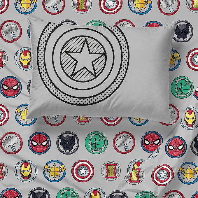 Marvel Avengers Iron Man Twin Comforter Set 5 Piece Kids Bedding, Multi | Hulk Captain America Thor, Bed in a Bag, Comforter Sheets Sham Pillowcase, Soft Microfiber, Machine Washable, Boys Gift