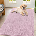 Smiry Dog Door Mat for Muddy Paws 44x32, Absorbent Dirt Trapper, Non-Slip Washable Chenille Entryway Rug for Inside Floor, Dusty Rose, Classic Solid