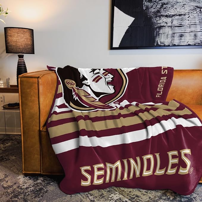 Logo Brands NCAA Raschel Throw Blanket – 50 x 60 Soft Fleece Blanket, Officially Licensed Collegiate Design, Cozy Throw for Tailgating, Game Day, & Home Décor