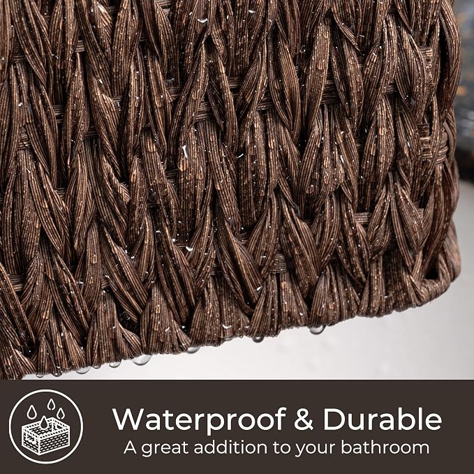 GRANNY SAYS Wicker Storage Basket for Shelves, Waterproof Wicker Basket for Organizing, Woven Basket for Shelves, Decorative Basket for Pantry, Brown