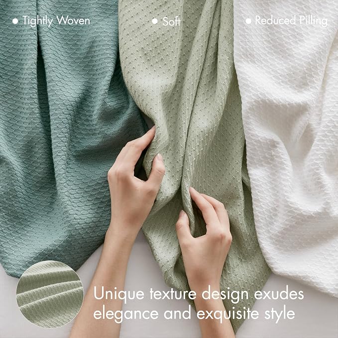 Madison Park 100% Egyptian Cotton Twin Bed Blanket for Summer Sage Green | Cozy Soft Breathable Durable, Waffle Weave Woven Casual, Lightweight Knit All Season Throw for Bed Couch or Sofa, OEKO TEX