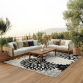 Nourison Home Aloha Indoor/Outdoor Black White 12' x 15' Area Rug, Tropical, Botanical, Easy Cleaning, Non Shedding, Bed Room, Living Room, Dining Room, Deck, Backyard, Patio (12x15)