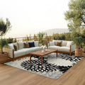 Nourison Home Aloha Indoor/Outdoor Black White 7' x 10' Area Rug, Tropical, Botanical, Easy Cleaning, Non Shedding, Bed Room, Living Room, Dining Room, Deck, Backyard, Patio (7x10)