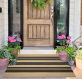 Front Outdoor Door Mat 2'x3',Khaki and Tan Striped Outdoor Rug Machine Washable Cotton Layered Door Mat Entryway Throw Rug for Indoor Entrance