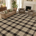 Neutral Easy Jute Rug 9x12 for Living Room, Large Indoor Outdoor Natural Color Farmhouse Area Rugs for Patio, Backyard and Dining Room, Plaid Woven Design, Non Shed, Washable Outside Carpet