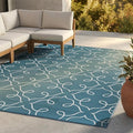 FH Home Outdoor Camping Rug - Waterproof, Fade Resistant, Reversible - Premium Recycled Plastic - Moroccan Lattice Tile - Large Patio, Deck, Sunroom, RV - Syracuse - Sea Green - 9 x 12 ft Foldable