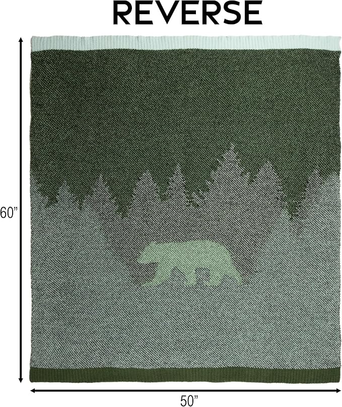 Carstens, Inc. Luxury Soft Stretchy Reversible Plush Throw Blanket, Large 50" x 60", Smoky Mountain Bear