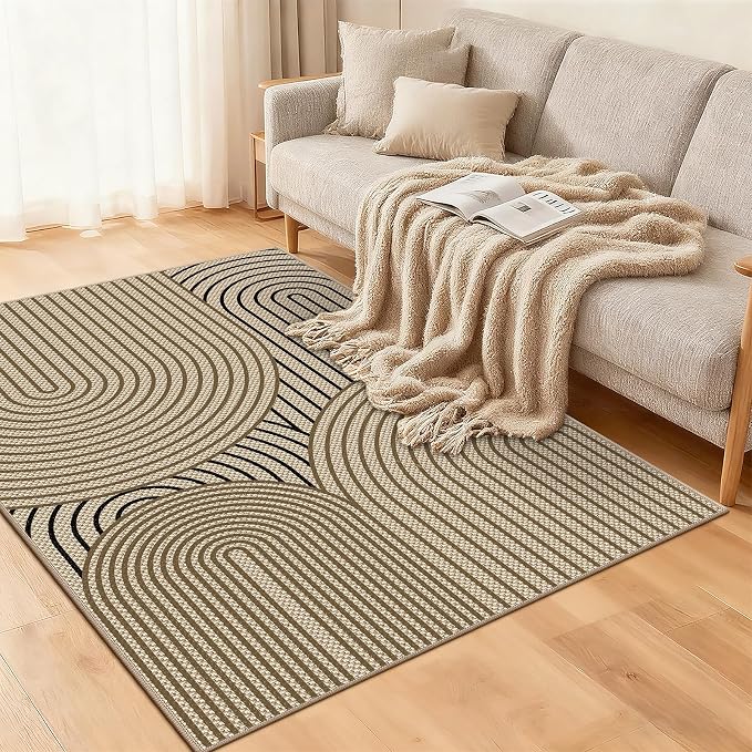 Faux Jute Rugs for Entryway, 3' x 5' Indoor Outdoor Rug, Washable Ultra-Thin Non-Slip Area Rug for Foyer, Backdoor, Living Room, Kitchen, Bedroom, Balcony