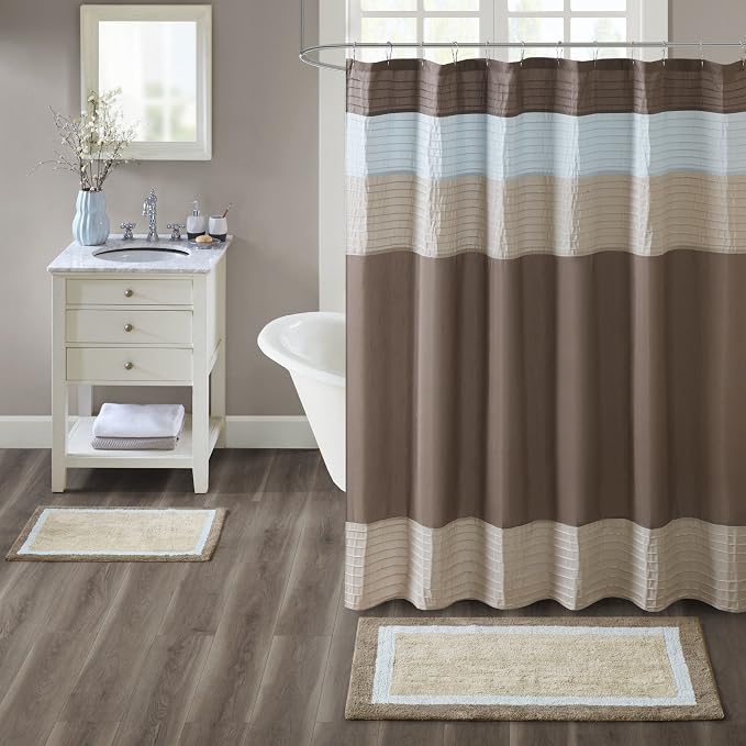 Madison Park Amherst Tufted Bath Rug Cotton Non-Slip, 20 x 30, Blue | Quick Dry, Ultra Soft, Pile, Machine Washable, Absorbent, OEKO-TEX Certified