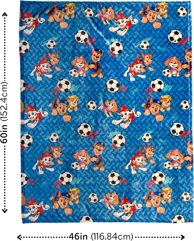 Paw Patrol Kids Sports Soccer Throw, 46 in x 60 in, Soft Plush Blanket for Couch, Bed, or Sporting Events, 2026 World Tournament (Officially Licensed Product) by Franco