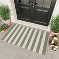 OJIA Outdoor Rug 3'x5' Washable Entryway Rugs Front Door Mat Porch Rug | Cotton Woven Fall Door Mat Front Door Rug Small Area Rug Outdoor Doormat for Porch Decor Kitchen Patio Bathroom Green/White