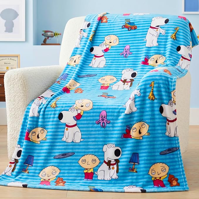 Family Guy Stewie Brian Fluffy Throw 46 in x 60 in, Soft Cozy Decorative Blanket for Couch or Bed (100% Officially Licensed Product) By Franco Collectibles