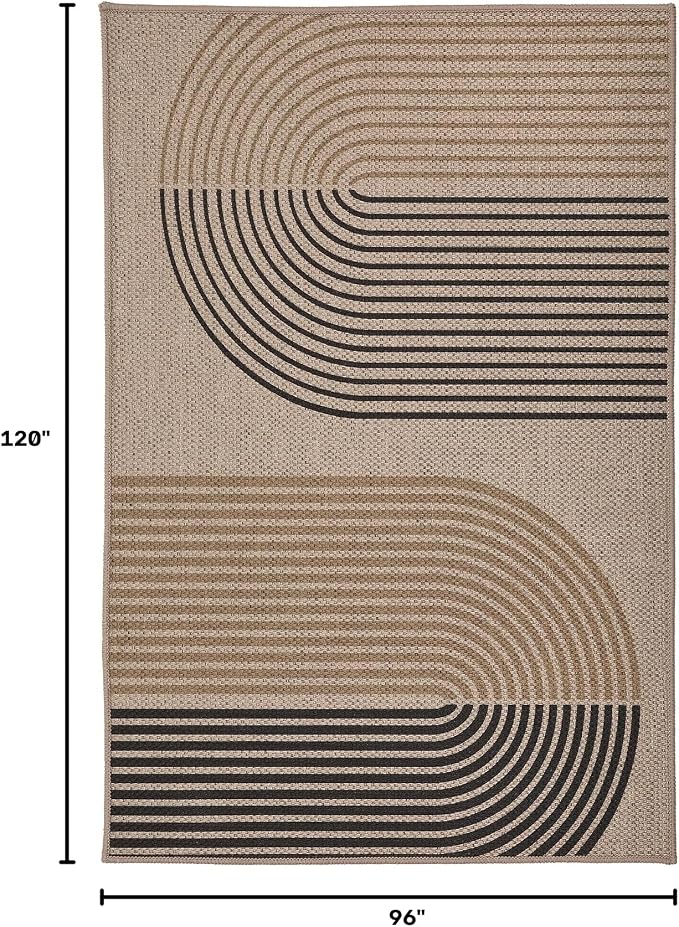 GarveeHome Modern Rainbow 8x10 Easy Jute Area Rug for Living Room -Farmhouse Indoor/Outdoor Carpet, Non-Slip & Non Shedding for Bedroom, Dining Room, Office, Backyard Patio