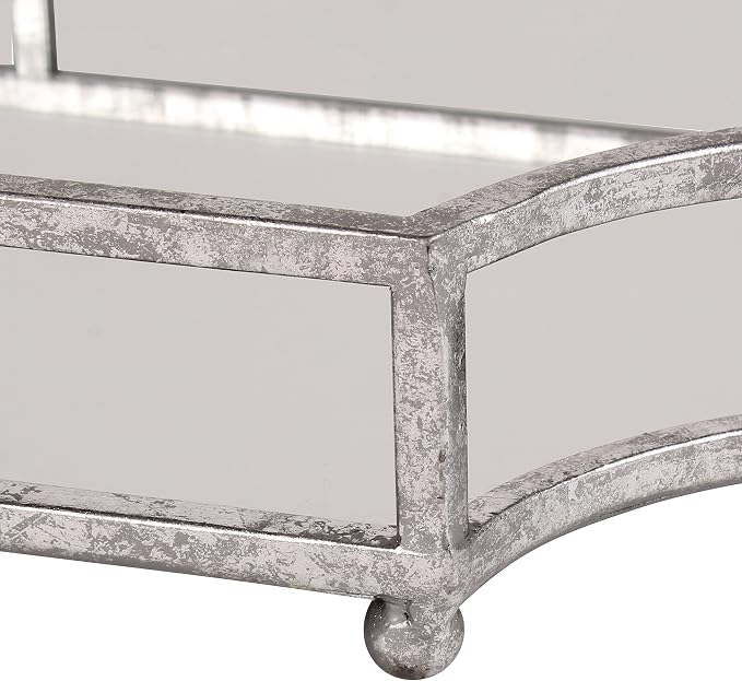 Kate and Laurel Ciel Metal Mirrored Ornate Scalloped Decorative Tray, Silver