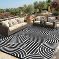 Garvee Reversible Rainbow Outdoor Rug 10x14, Waterproof Outdoor Plastic Straw Rug, RV Mat for Picnics, Patio, Camping, Balcony, Deck, Backyard, Porch, Black
