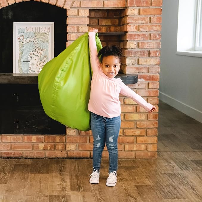 Big Joe Classic Bean Bag Chair for Kids Bedroom and Reading Nook, Easy-Clean Spicy Lime, Durable Nylon Polyester Blend, 2 feet Refillable | 2 feet, Smartmax Fabric, Polystyrene Bean Filled, Refillable, Nylon Polyester, Safe for Kids Ages 3+, Supports U...