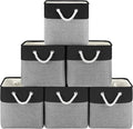 Patvingot 11-Inch Fabric Cube Storage Bins with Handles,6 Pack,Foldable | For cube shelves and closets,keeps grouped for everyday access,reinforced opening and fold-flat storage,dark and gray