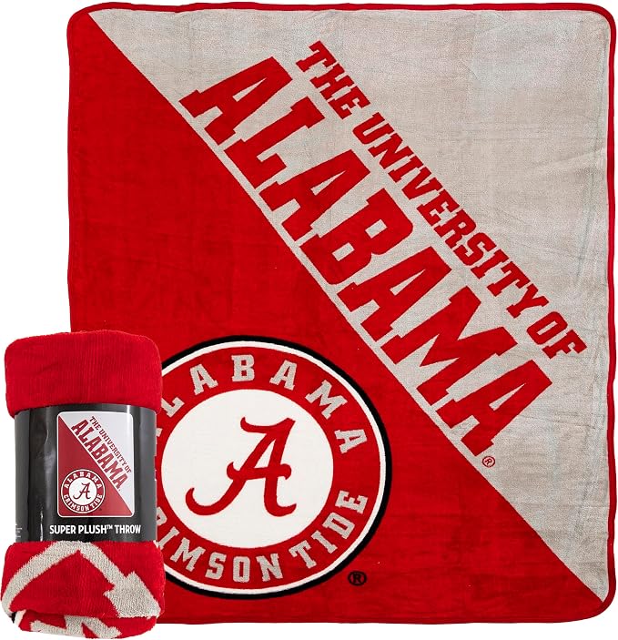 Northwest NCAA Alabama Crimson Tide Unisex-Adult Micro Raschel Throw Blanket, 46" x 60", Halftone