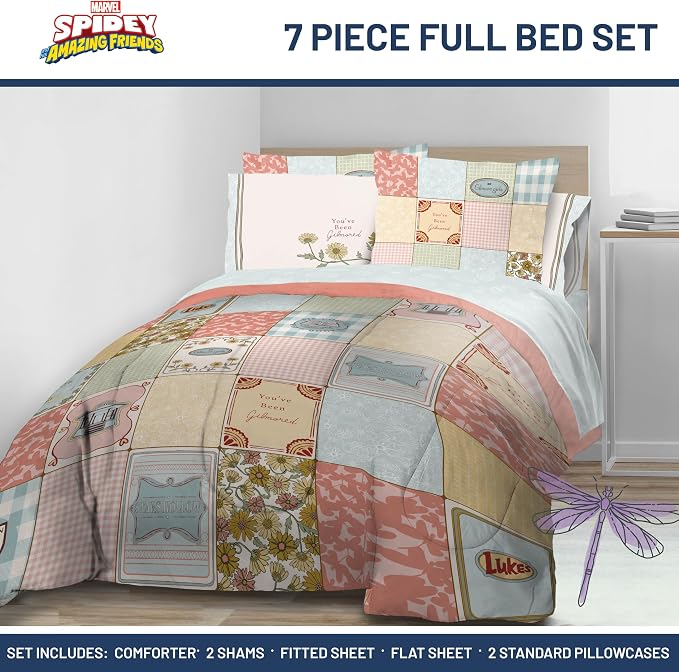 Gilmore Girls Full Comforter Set 7 Piece Soft Bedding for Girls, Multi | Bed in a Bag, Comforter Sheets Shams Pillowcases, Official Product, Soft Microfiber, Machine Washable, Girls Gift