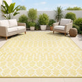 JONATHAN Y Moroccan Geometric Indoor Outdoor Area Rug 4X6 Yellow/Cream, Ourika Textured Weave for Backyard, Patio, Porch, Easy-Cleaning, High Traffic, Pet-Friendly, Non-Shedding (SMB108G-4)