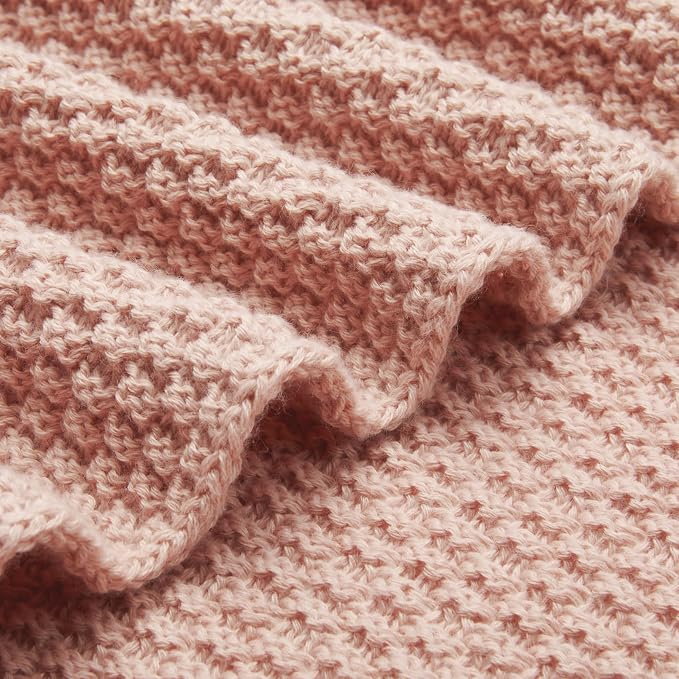 Amazon Basics Chunky Cable Knit Throw Blanket for Couch, Sofa, Bed, Lightweight Soft Cozy, 50" x 60", Dusty Rose