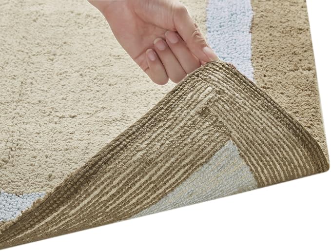 Madison Park Amherst Tufted Bath Rug Cotton Non-Slip, 20 x 30, Blue | Quick Dry, Ultra Soft, Pile, Machine Washable, Absorbent, OEKO-TEX Certified