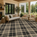 JTJ Vintage Checkered Easy Jute Rugs for Large Living Room 8x10 - Diamond Patterned Woven Rug for Bedroom, Indoor Area, Dining Room, Washable Foldable Low Pile Black and White Classic Decor