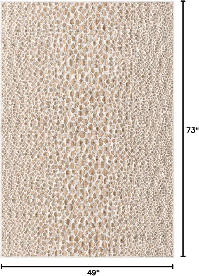 Unique Loom Outdoor Collection Area Rug - Cape Town (4' 1' x 6' 1' Rectangle, Dark Beige/ Ivory)