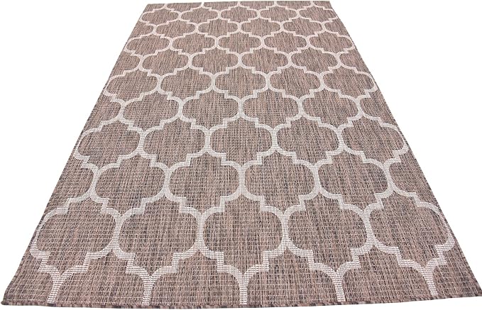Unique Loom Outdoor Trellis Collection Area Rug (5' 3" x 8' Rectangle, Brown/ Ivory)