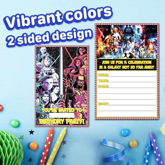 Set of 30 Galactic Adventure-Themed Happy Birthday Invitation Cards – Lightweight (230g), Postcard Style Invites for the Perfect Party Pack