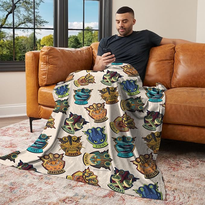 Northwest How to Train Your Dragon Dragon Badges Silk Touch Throw Blanket 60x80 inches