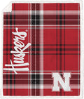 NCAA Nebraska Cornhuskers Playmaker Plaid Ultra Cozy Sherpa Throw