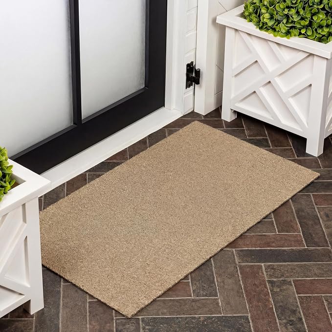 JONATHAN Y Peater Classic Casual Commercial Natural Coir Bleach 3 ft. x 4 ft. Doormat for Entrance, Front Door, Entryway CHG100B-34