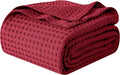 Elegant Comfort Premium 100% Cotton Waffle Blanket - Lightweight Breathable Waffle Weave Bed Blanket - Soft and Warm All Season Blanket for Couch, Sofa and Bed, Twin Size 68x88 Inches, Burgundy