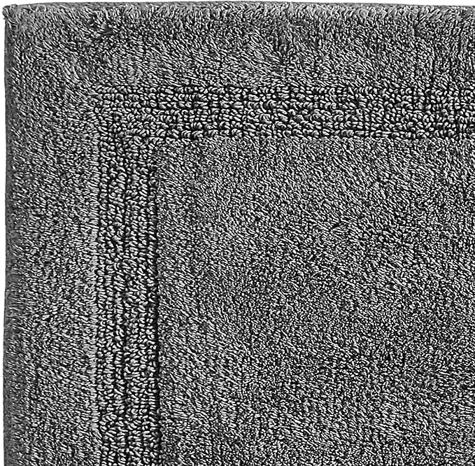 Nautica - Runner Rug, Soft & Absorbent Tufted Cotton Bath Rug with Skid-Resistant Backing, Oeko-Tex Certified (Peniston Dark Grey, 60" x 22")