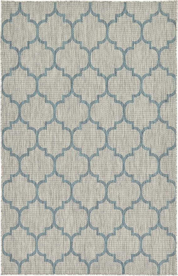 Unique Loom Outdoor Trellis Collection Area Rug (5' 3" x 8' Rectangle, Gray/ Ivory)