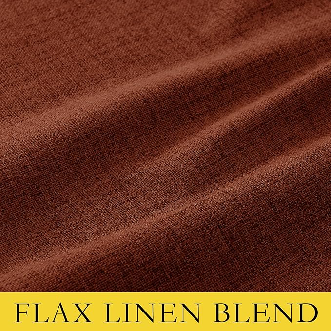 NICETOWN 100% Absolutely Blackout Linen Curtains with Thermal Insulated Liner, 52" Wide, 2 Panels, 102" Long Drapes, Grommet Retro Burnt Orange Linen Curtains Vertical Drapes Privacy for Bedroom