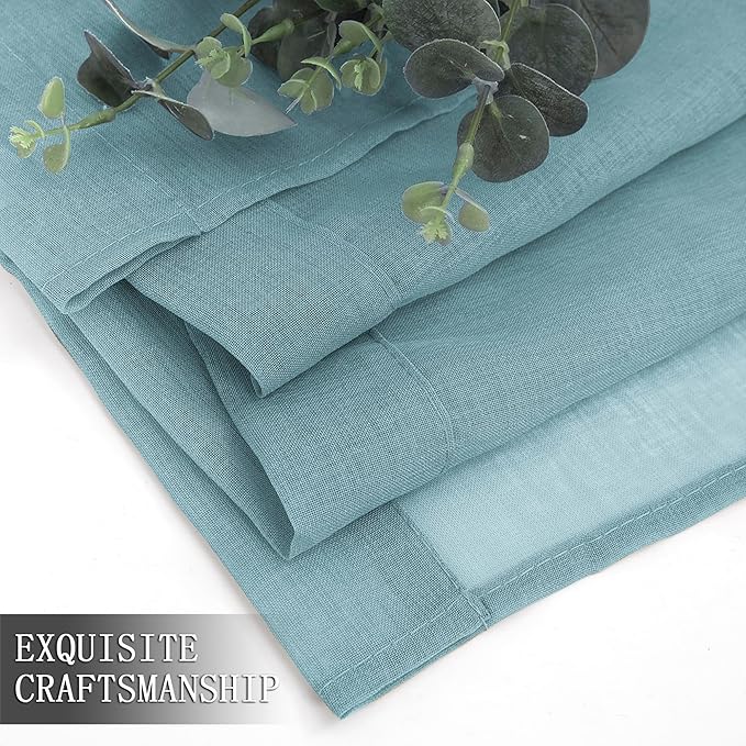 Tollpiz Short Sheer Tier Curtains Linen Textured Half Kitchen Curtain Sheers - Image 7