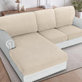H.VERSAILTEX 2025 New Sectional Couch Covers 6 Pieces Stretch Sofa Covers for Sectional Sofa Set Separate L Shaped Couch Cover for Both Left/Right Couch (Seat and Back: 1 Chaise + 2 Sofa, Natural)