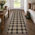 JTJ Easy Jute Hallway Runner Rug 2'6" x 8', Washable Non Slip Indoor Outdoor Low Pile Rug for Entryway, Kitchen & Laundry Room, Farmhouse Plaid Design