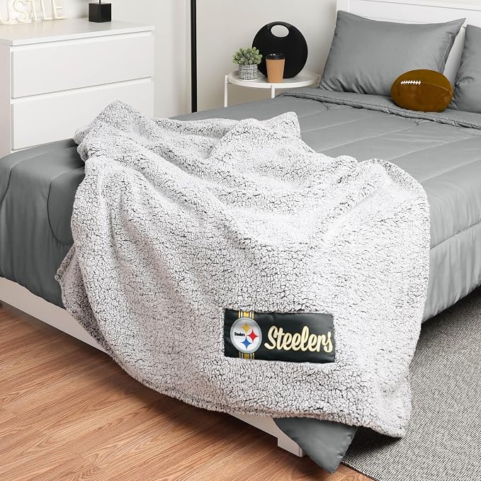FOCO NFL Team Color Big Logo Cloud Sherpa Blanket 60" x 70"