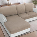 H.VERSAILTEX Sectional Couch Covers 3 Pieces Sofa Seat Cushion Covers L Shape Separate Cushion Couch Chaise Cover for Both Left/Right Sectional Couch (Seat Only: 1 Chaise + 2 Sofa, Sand)