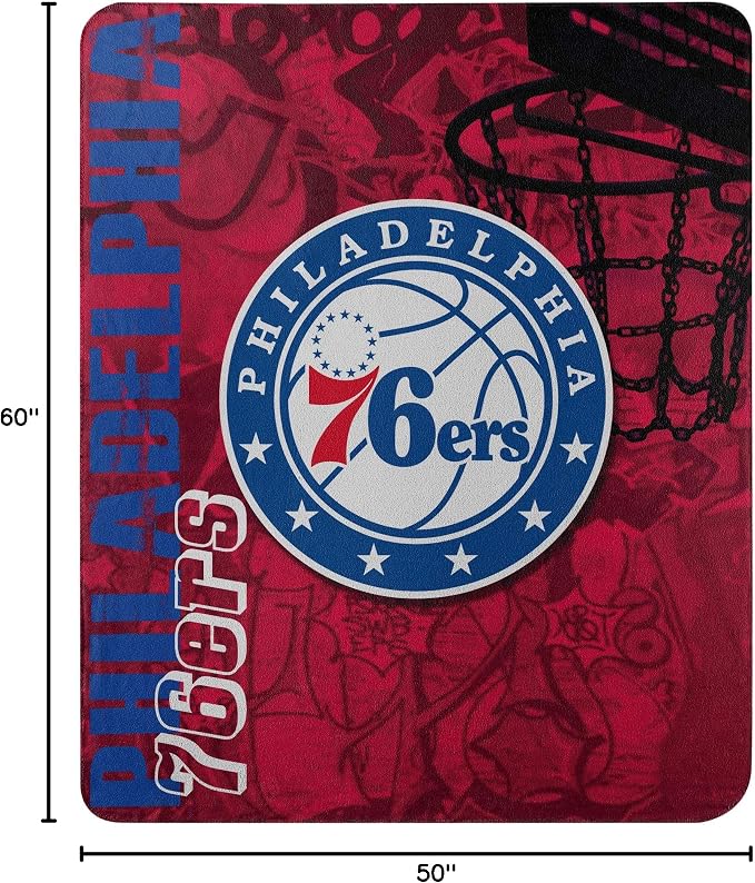 Northwest NBA Philadelphia 76ers Unisex-Adult Fleece Throw Blanket, 50" x 60", Hard Knocks