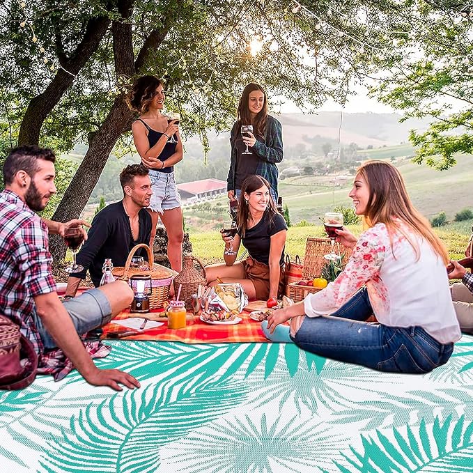 Outdoor Rug 5x7 ft, Reversible Waterproof Plastic Straw Patio Rugs, RV Mat for Outside Quick Dry Carpet for Deck Porch Poolside Beach Camper Backyard