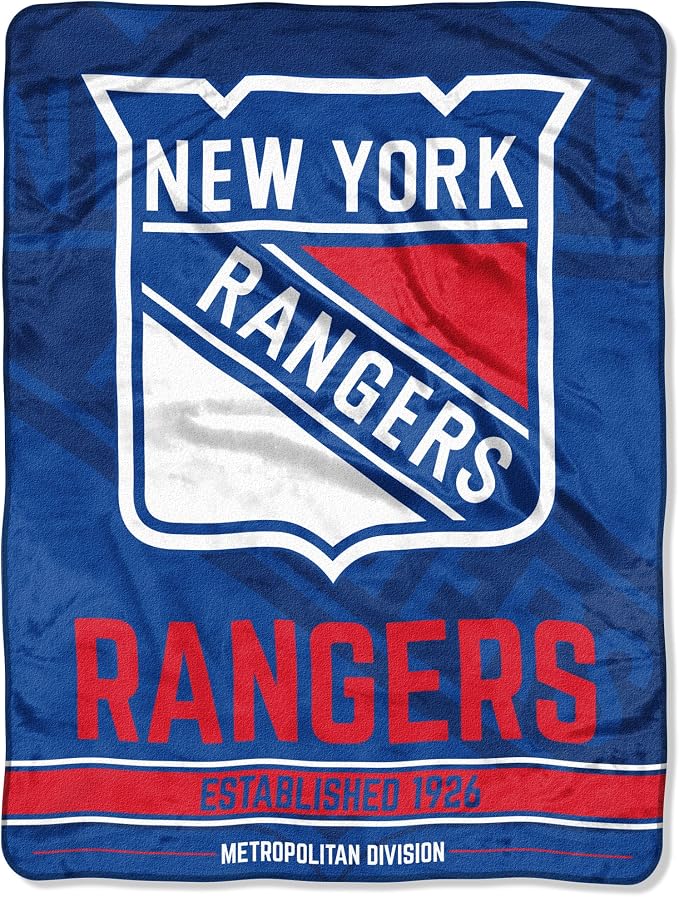 Northwest NHL New York Rangers Micro Raschel Throw Blanket, 46 x 60 Inches, Break Away Design, Soft and Cozy Fan Blanket